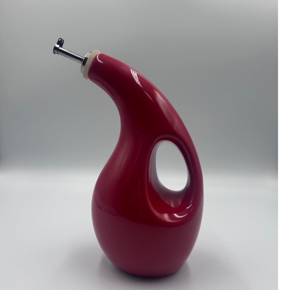 Rachael Ray Stoneware EVOO Oil and Vinegar Dispensing Bottle Red 24oz 9 inch